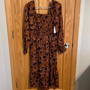 Women’s Nine West smocked 3/4 sleeve midi dress